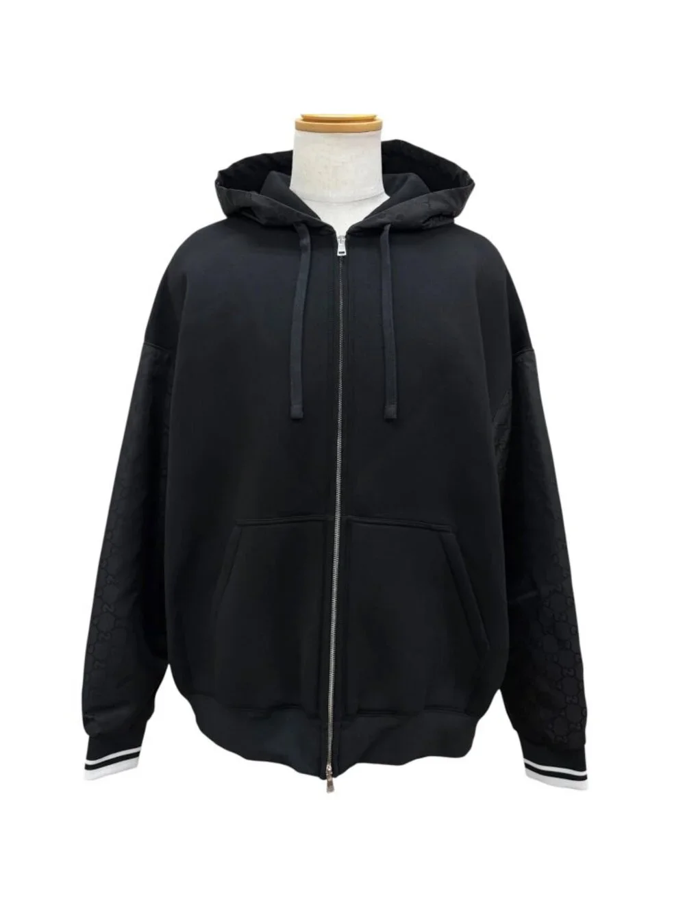 Gucci GG Canvas Contrast Zip Jacket Hoodie Black